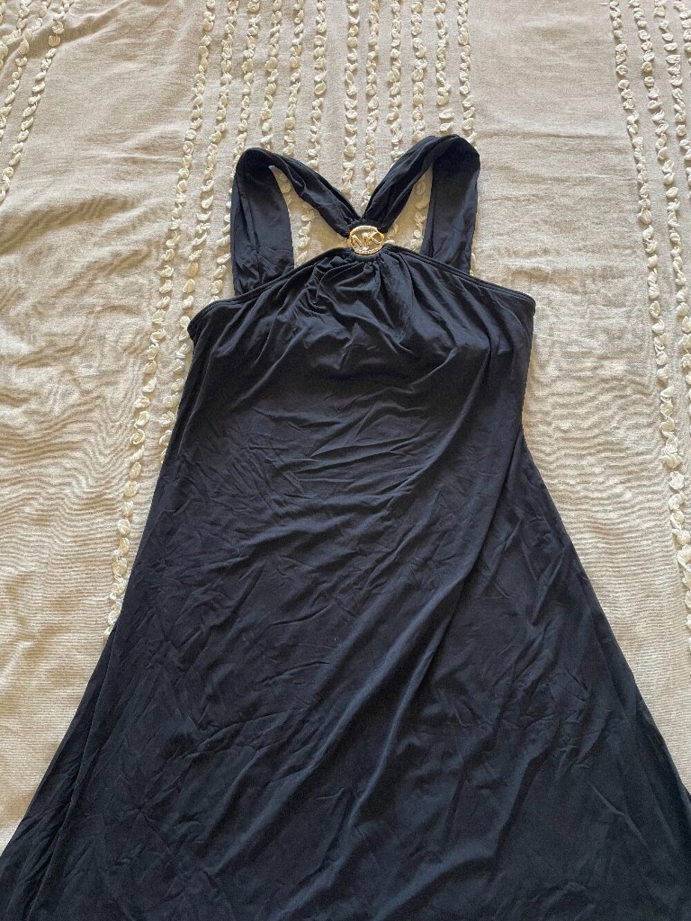 Michael Kors Black Swim Cover-Up Gold MK Logo Size S